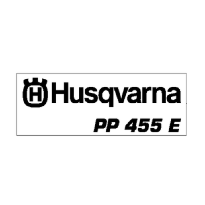 Decal Husqvarna, pp 455 e in the group at Gräsklipparbutiken (5040299-05)