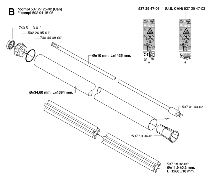 Rigging Pipe 5372725-02 in the group at Gräsklipparbutiken (5372725-02)