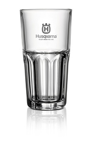 Husqvarna clear glass tumbler with Husqvarna logo - 31cl, 12 pcs in the group Forest and Garden Products / Husqvarna Protective clothing/equipment / Workwear / Accessories at Gräsklipparbutiken (5902106-01)