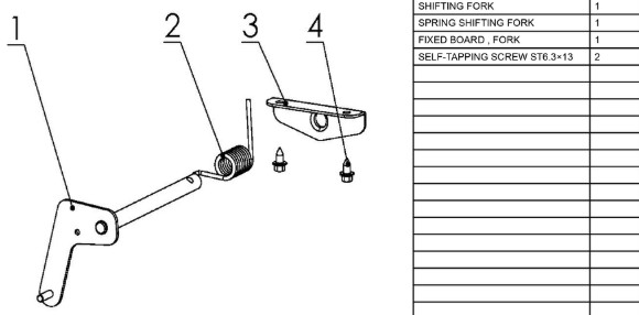 Shift fork and components in the group at Gräsklipparbutiken (5960133-01)