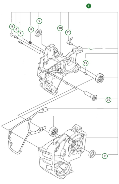 Crankcase Assy 39Cc Husqvarna in the group  at Gräsklipparbutiken (5998093-01)