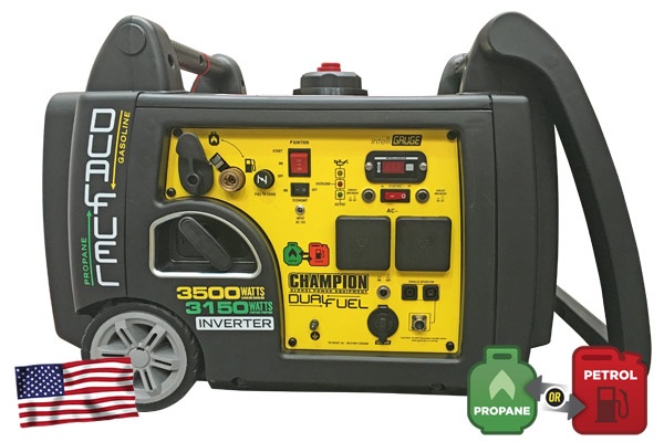Champion 3500 W Inverter Petrol Generator Dual Fuel in the group Forest and Garden Products / Power stations / Champion Power Generators / Champion Inverter Generators at Gräsklipparbutiken (73001i-DF-SC)