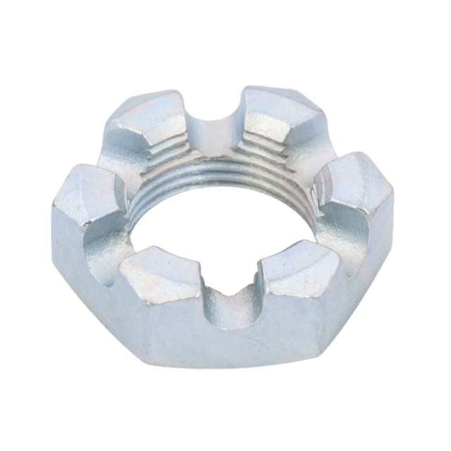 Nut hexagon slotted nut 1-14 x 1-1/2 in st 43 m psi clear zinc
