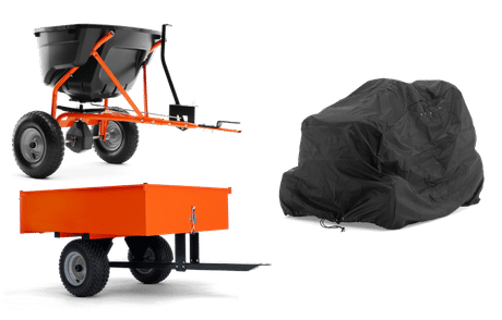 Tillbehör till Husqvarna traktor, spridare, vagn och kapell