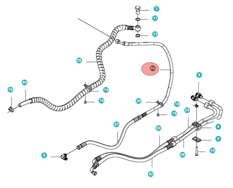 Hydraulic Hose, L=1090 5010876-01
