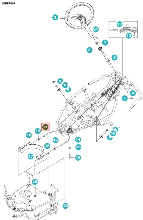 Cable compl L:1079 Husqvarna Rider 850, R11, R13 mfl