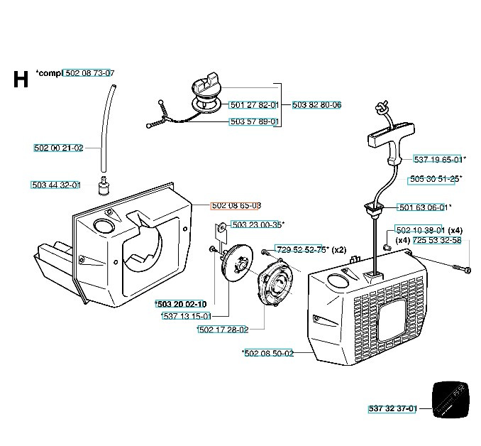 Fuel tank Jonsered RS40, RS51, RS52