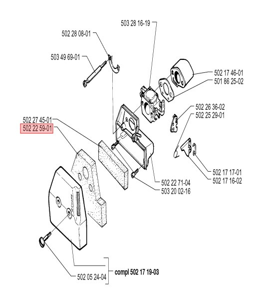 Air filter Husqvarna 250RX, 252RX
