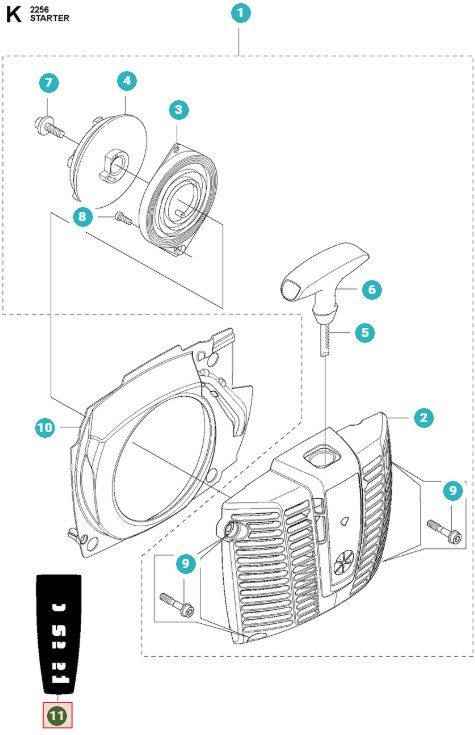 Decal Starter Jonsered CC2245, FC2245, FC2255, FC2256