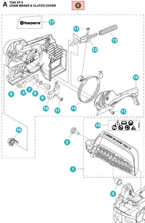 Clutch Cover Husqvarna T540XP, T540XP Mark II