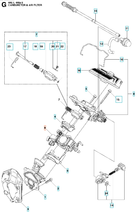 Carburetor Husqvarna 445, 450, CS2245, CS2250