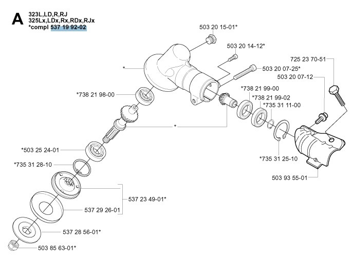Angle gear 525RX, 525RX Mark II, 525RXT Mark II