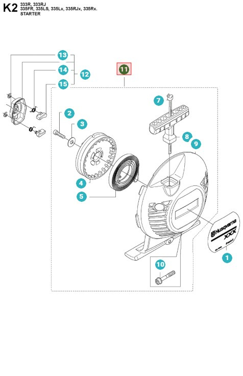 Starter Husqvarna 335FR, 335RX, 535RXT, 535LK