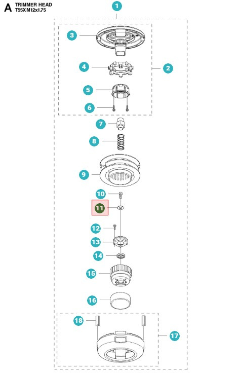 Washer for trimmer head T35, T45, T55