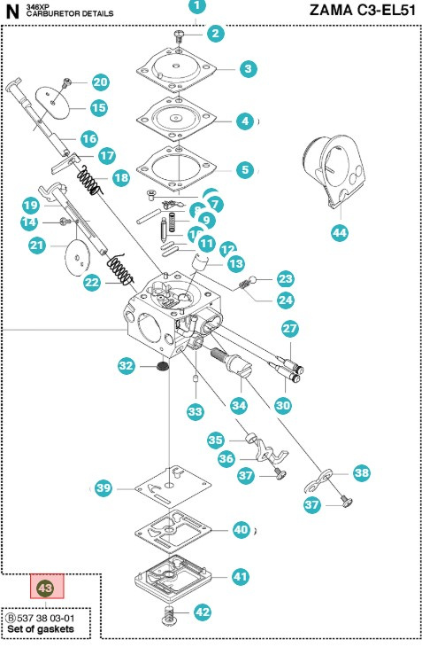 Gasket Kit Husqvarna 346XP, 350, 353