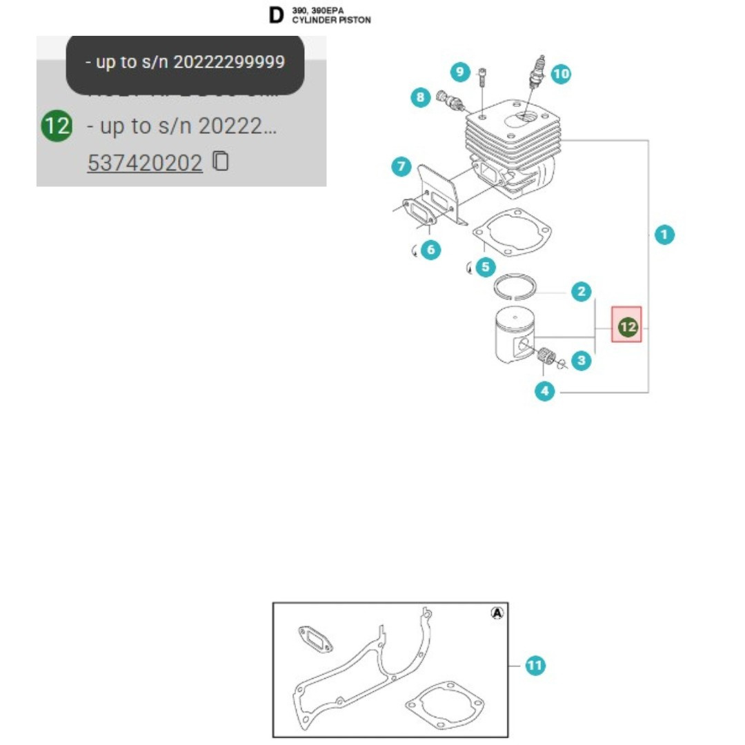 Piston 55mm Husqvarna 390XP