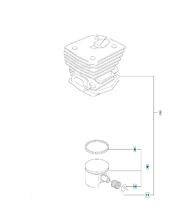 Cylinder 50cc dekomp Husqvarna 346XP, 346XPG, CS2153