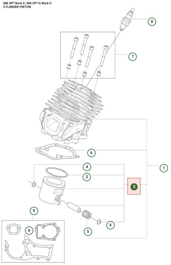 Piston Husqvarna 560 XPG Mark II, 562 XPG Mark II