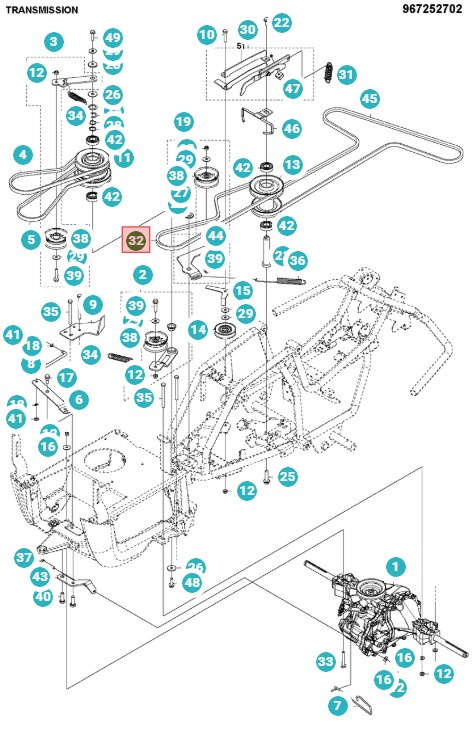 Drive belt Rider 115B, 115C, 120C, FR2315MA