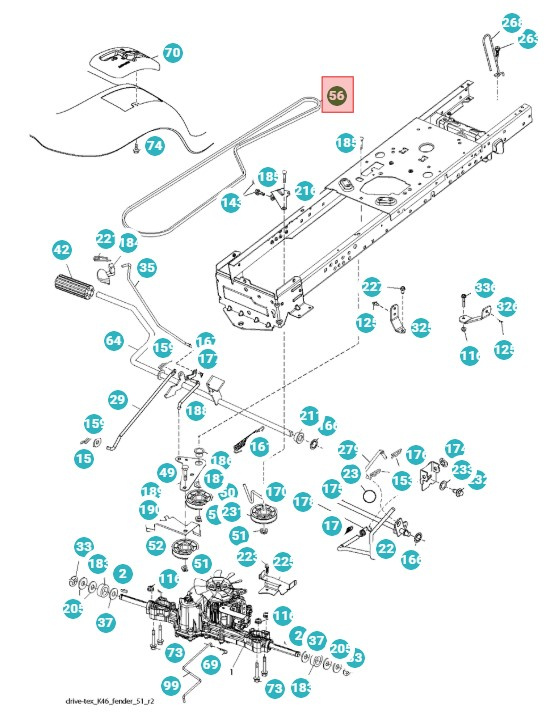 Drive Belt Husqvarna LTH154, LTH151, Jonsered LT2218A2, LT2216A2